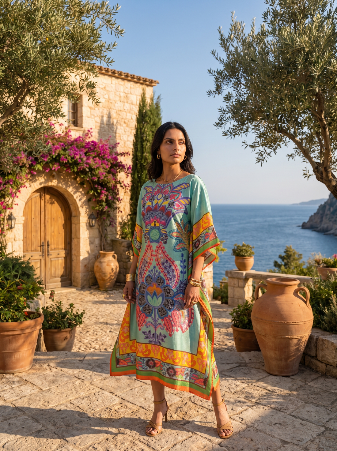 Boho Floral Printed Kaftan