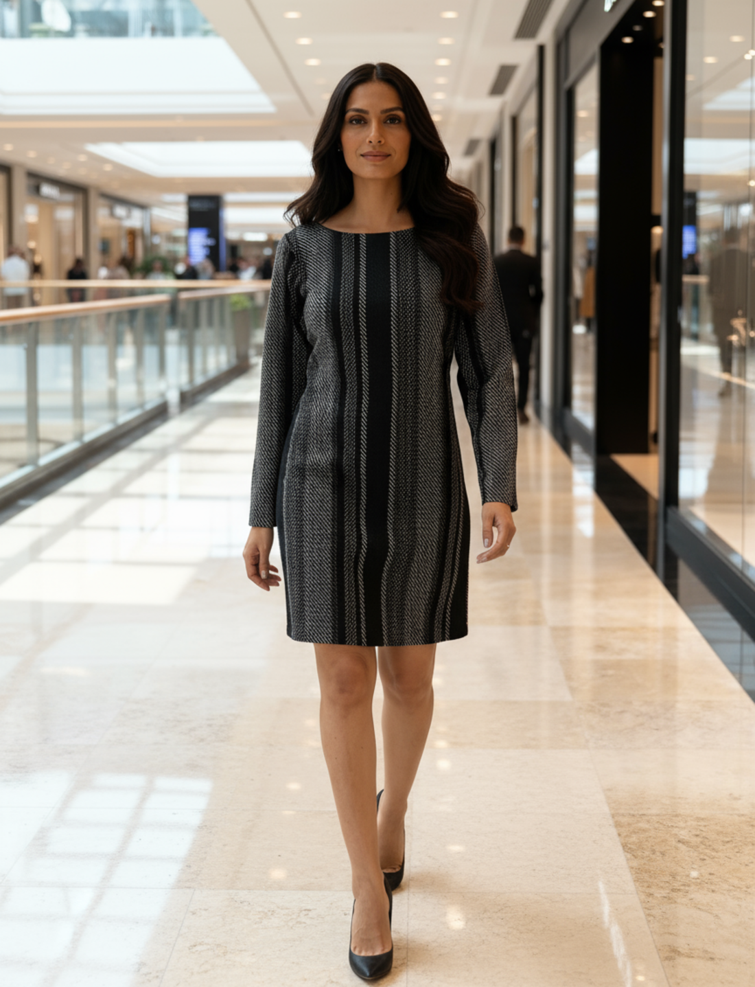 Straight Fit Tweed Dress (Black)